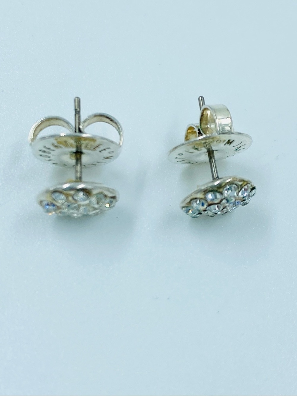 Robert Lee Morris Silver Rhinestone Circular Round Stud Earrings - Picture 2 of 4